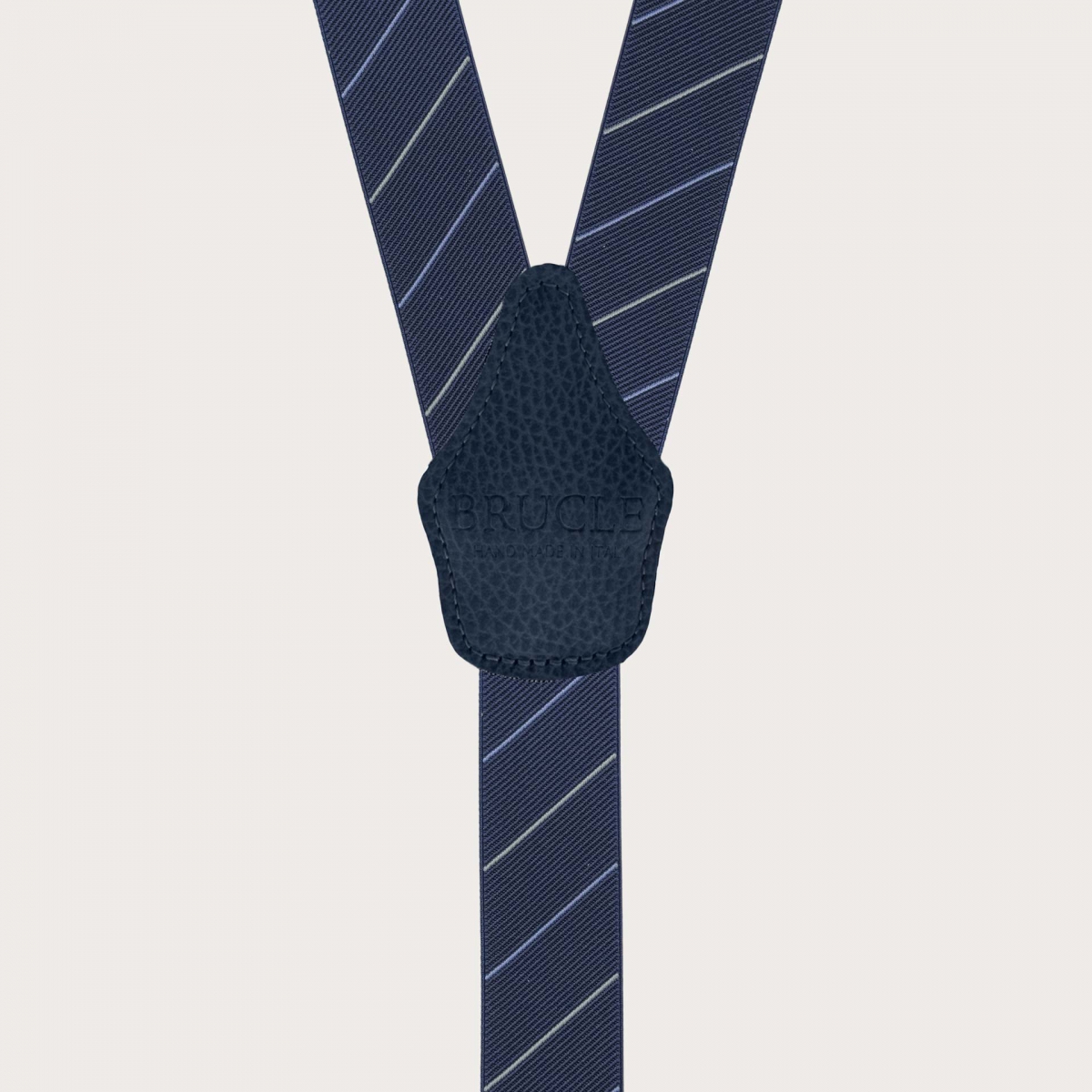 Elegant regimental blue suspenders with diagonal stripes