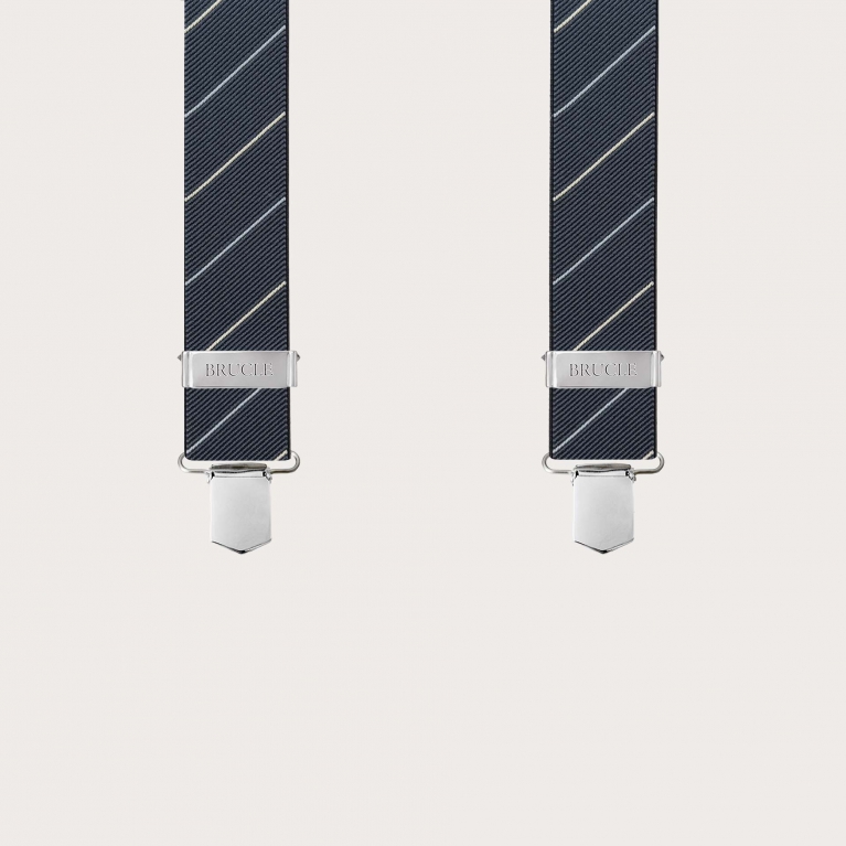 Tirantes anchos negros regimental con 4 tirantes, fijación con clip