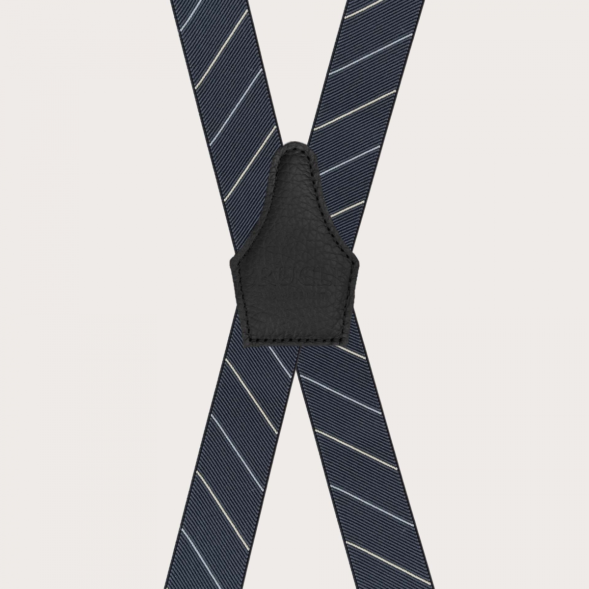 Wide black regimental suspenders with 4 braces, clip fastening