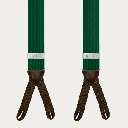 Green and brown silk suspenders with buttonholes