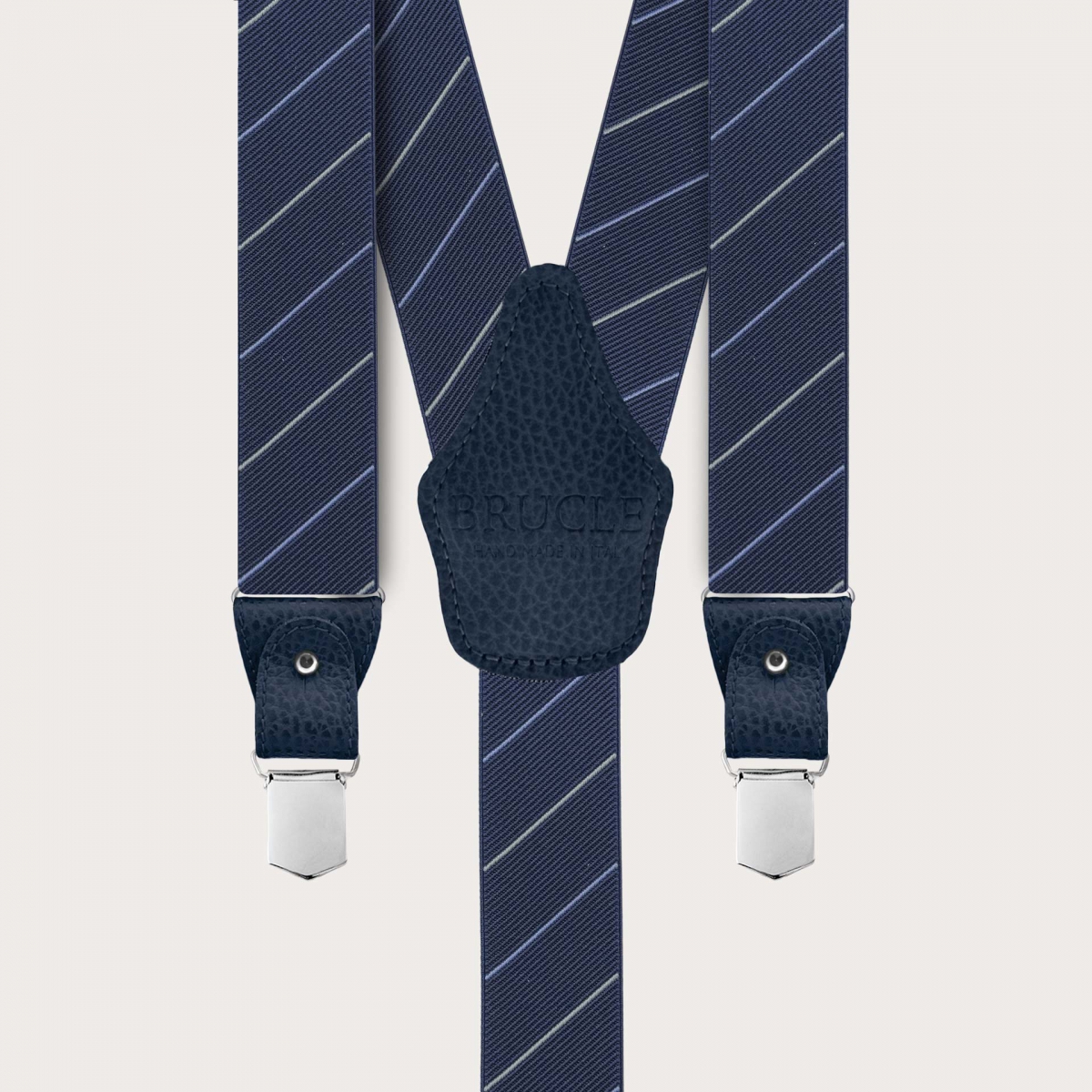 Bretelle uomo eleganti regimental blu a righe grigie