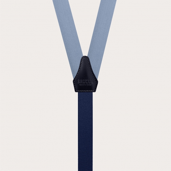 Refined thin suspenders in light blue silk