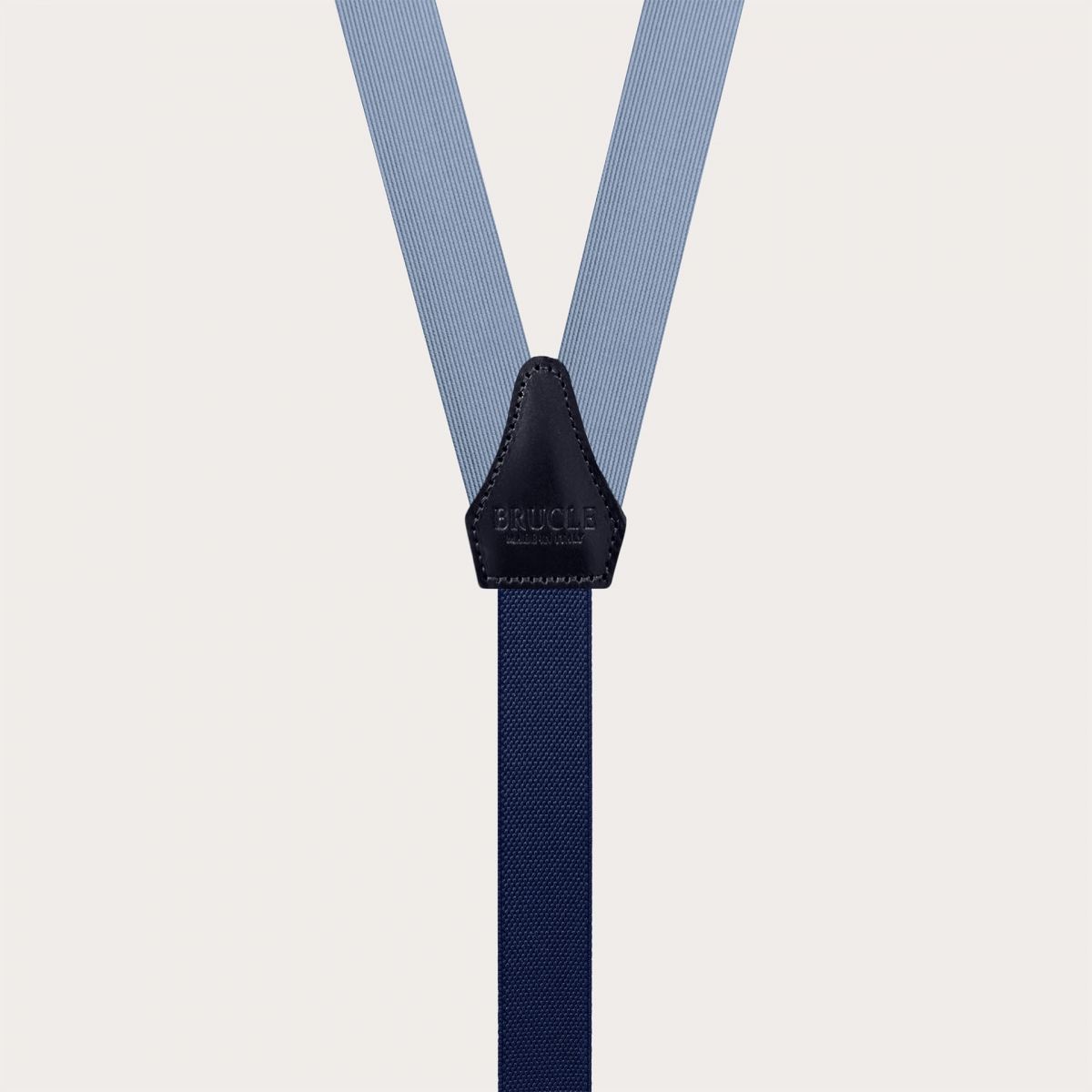 Refined thin suspenders in light blue silk