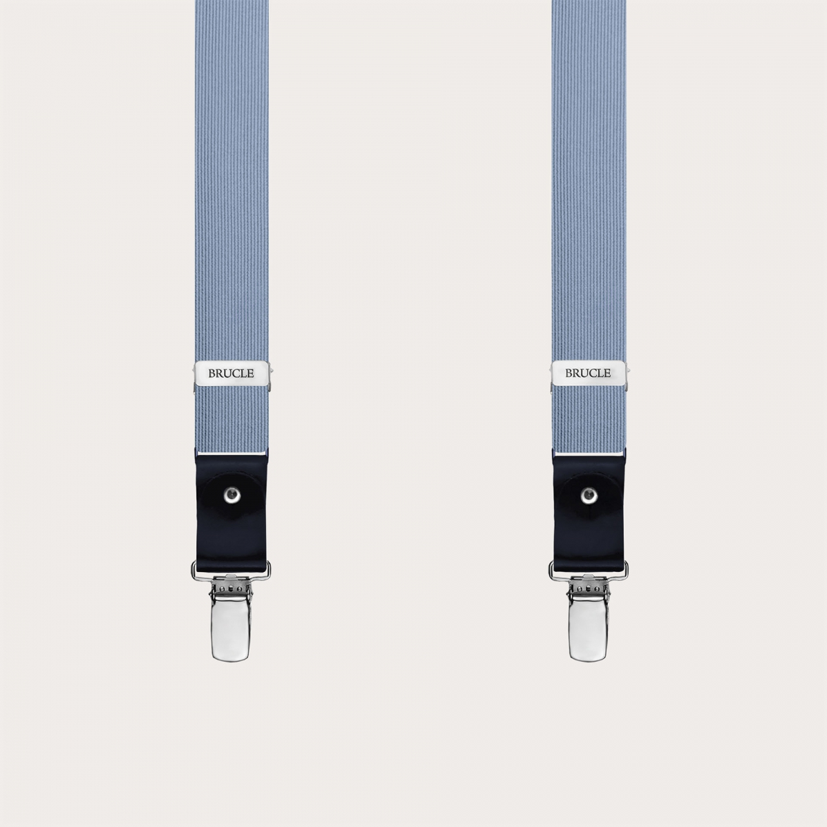 Refined thin suspenders in light blue silk