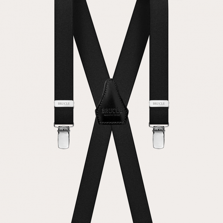 Narrow black X-shaped suspenders