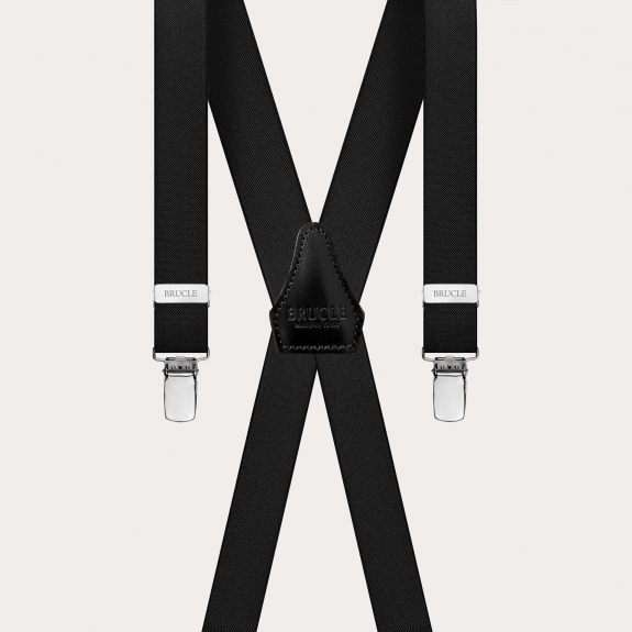 Narrow black X-shaped suspenders