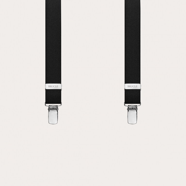 Narrow black X-shaped suspenders