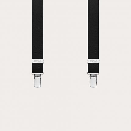 Narrow black X-shaped suspenders
