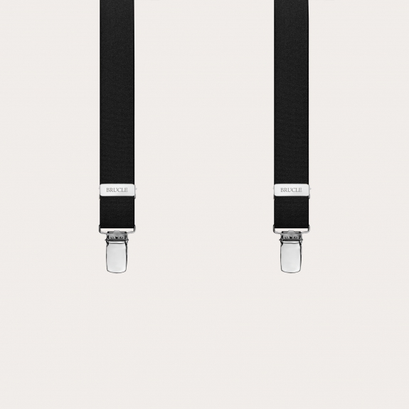 Narrow black X-shaped suspenders