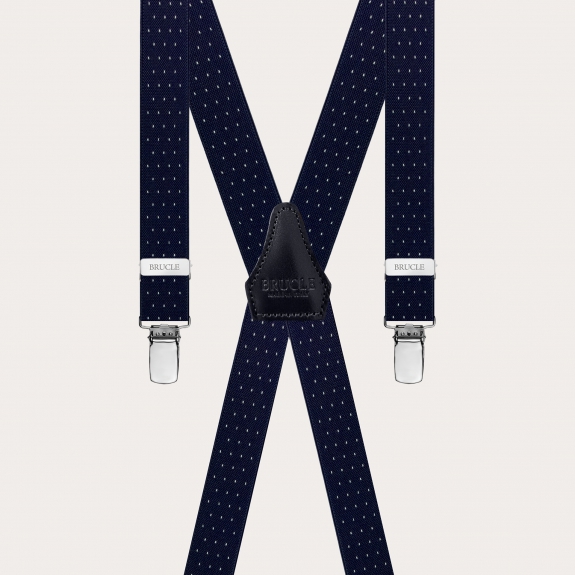 Narrow pin dot blue suspenders