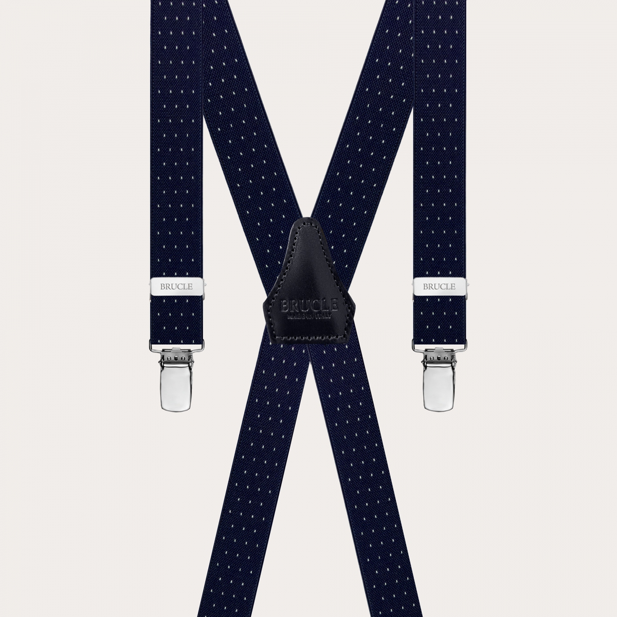 Narrow pin dot blue suspenders