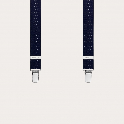 Narrow pin dot blue suspenders