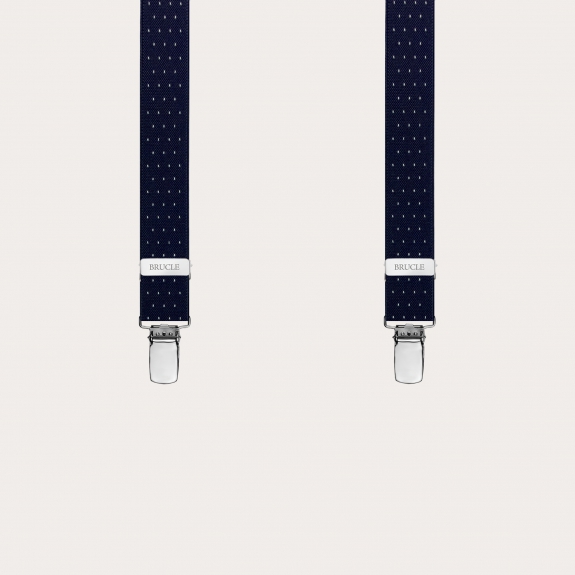 Narrow pin dot blue suspenders