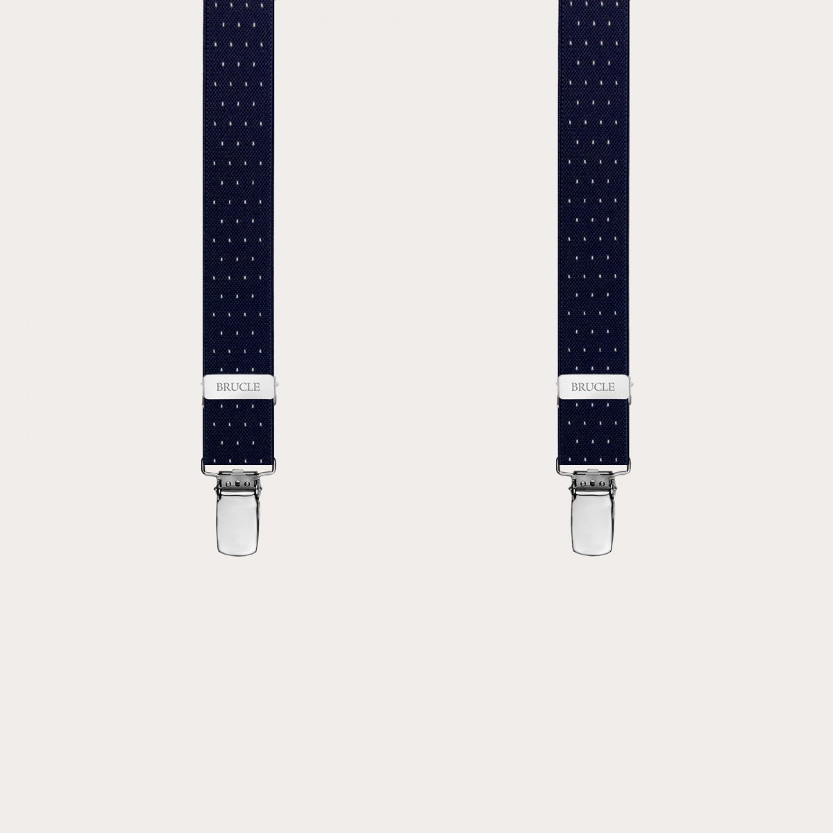 Narrow pin dot blue suspenders