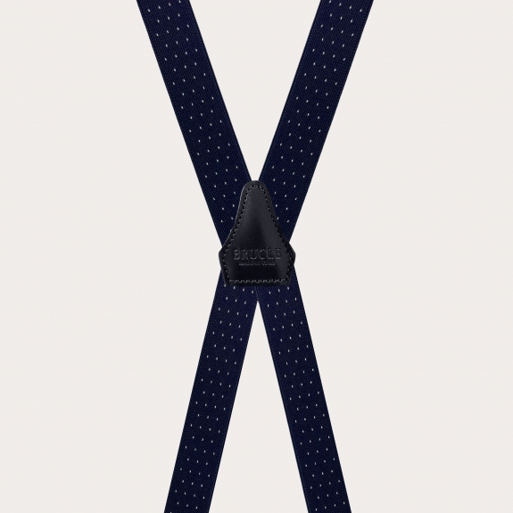 Narrow pin dot blue suspenders