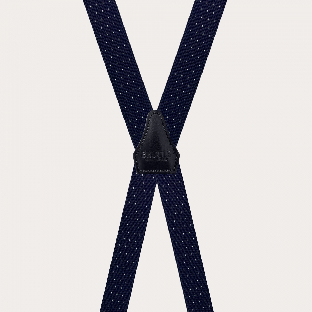 Narrow pin dot blue suspenders