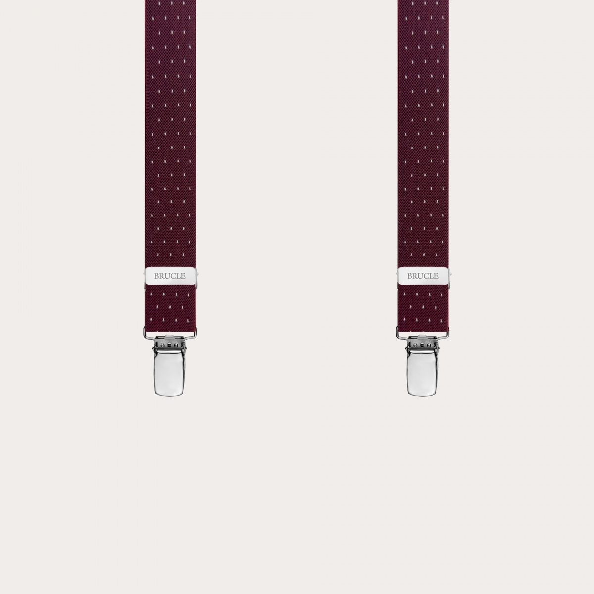 Bordeaux pin dot suspenders with 4 X-shaped straps