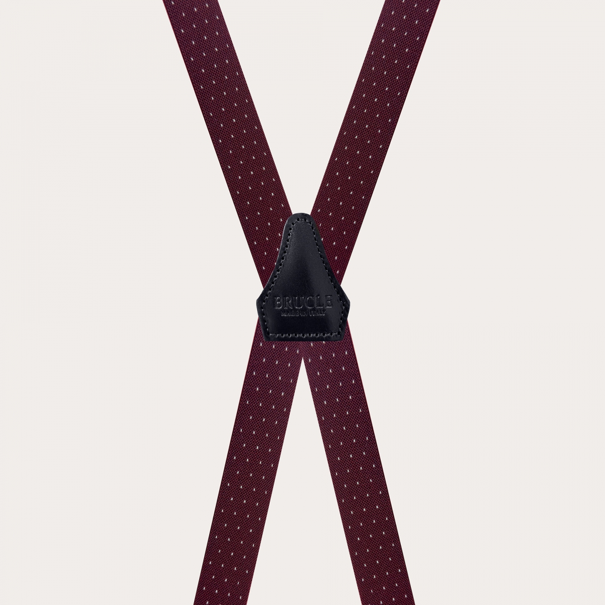 Bordeaux pin dot suspenders with 4 X-shaped straps