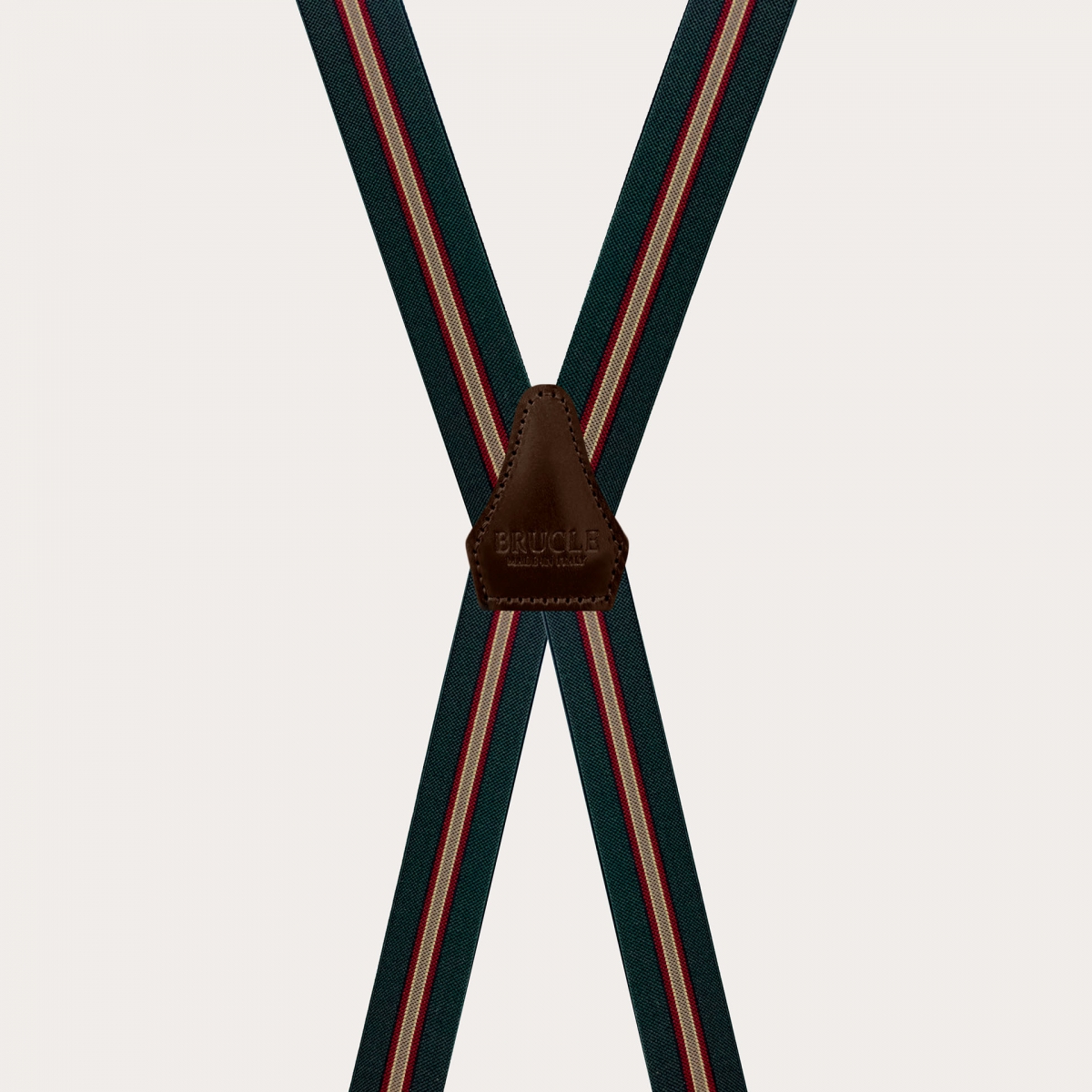 Narrow regimental green suspenders with 4 straps