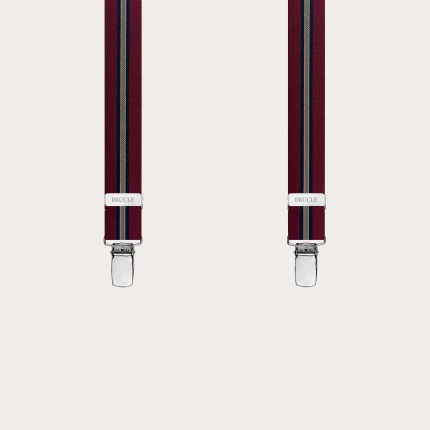 Bordeaux regimental narrow Y-back suspenders with clip