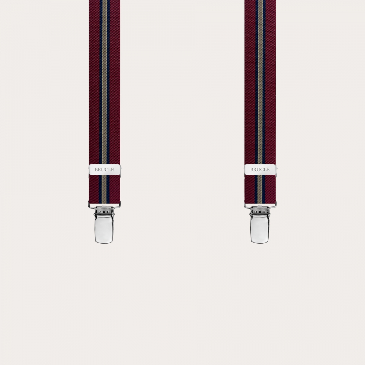 Bordeaux regimental narrow Y-back suspenders with clip