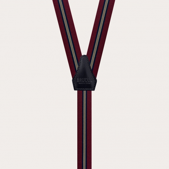 Bordeaux regimental narrow Y-back suspenders with clip