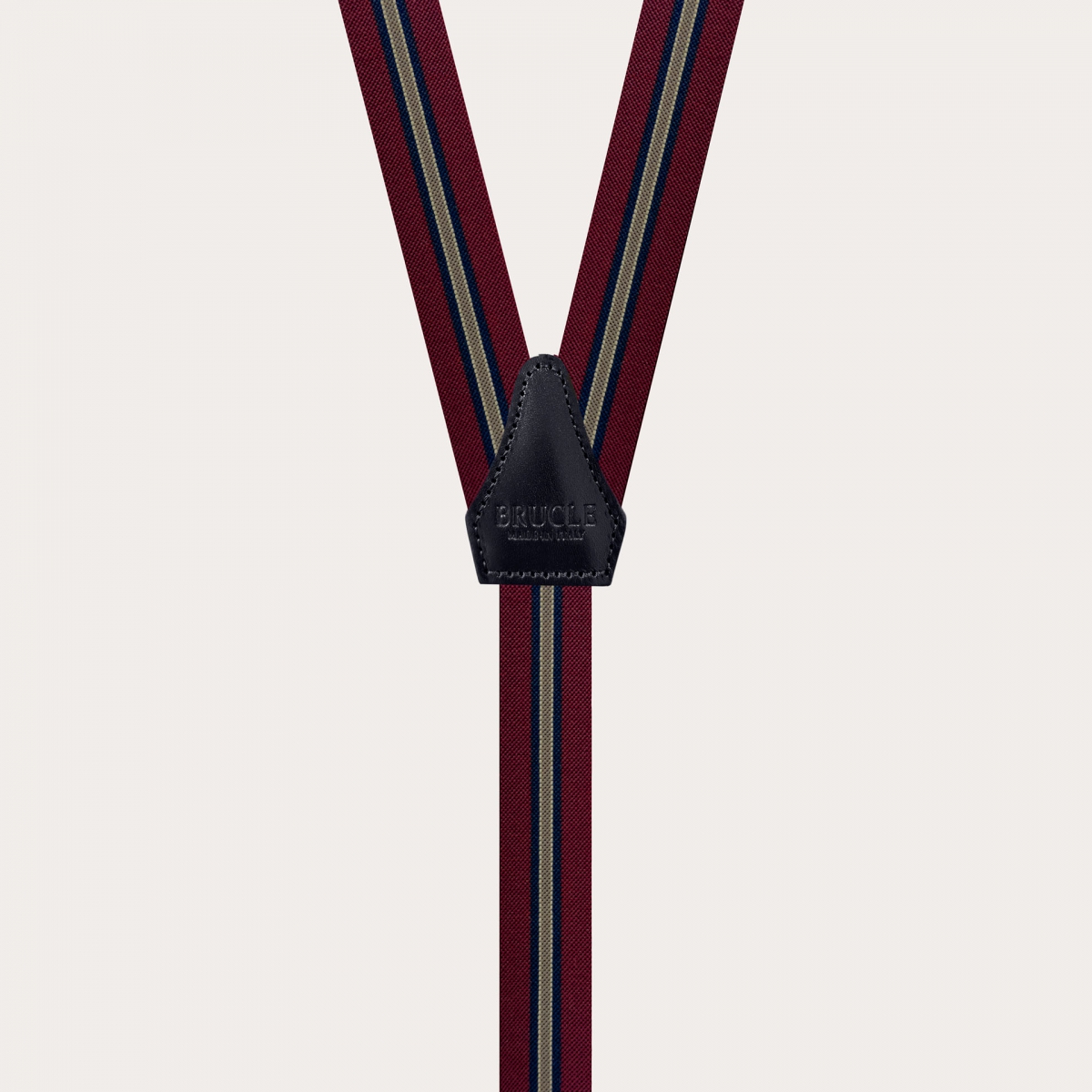 Bordeaux regimental narrow Y-back suspenders with clip