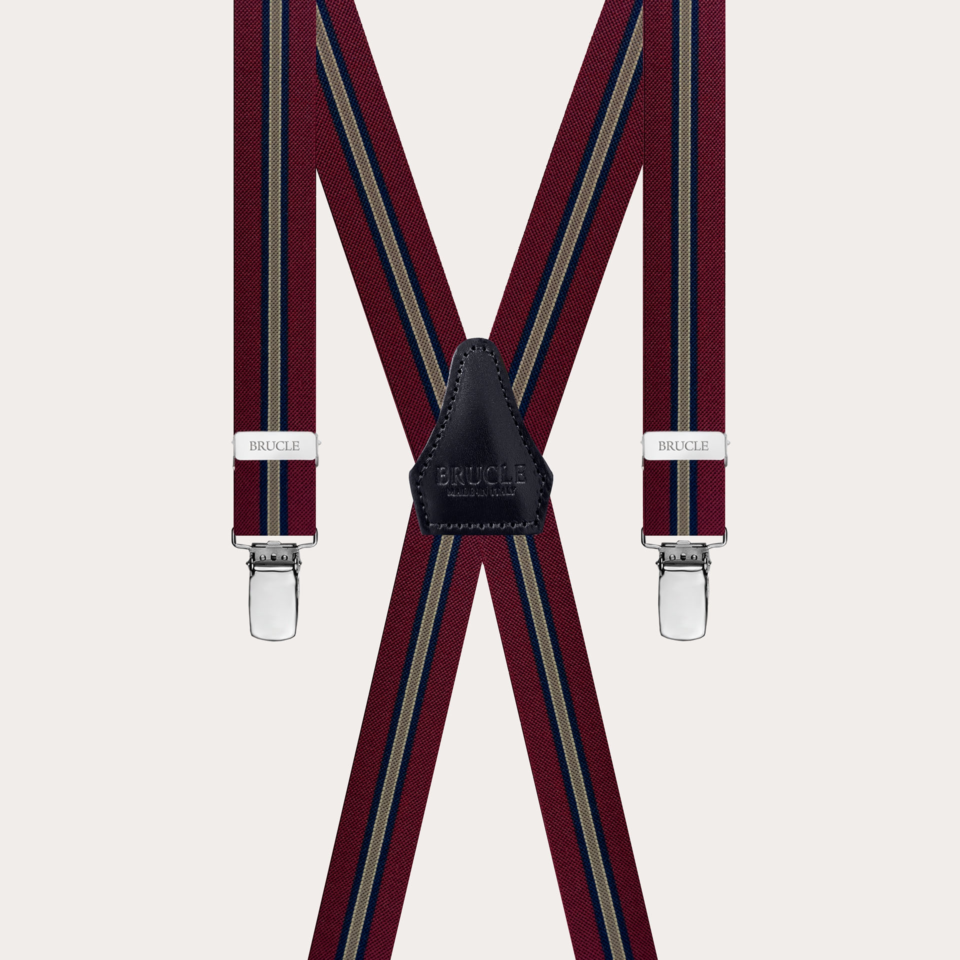 Bordeaux regimental suspenders with 4 clip-on straps