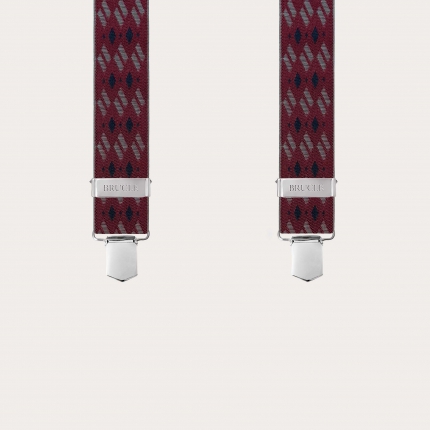 Bordeaux elastic suspenders in X with diamond pattern