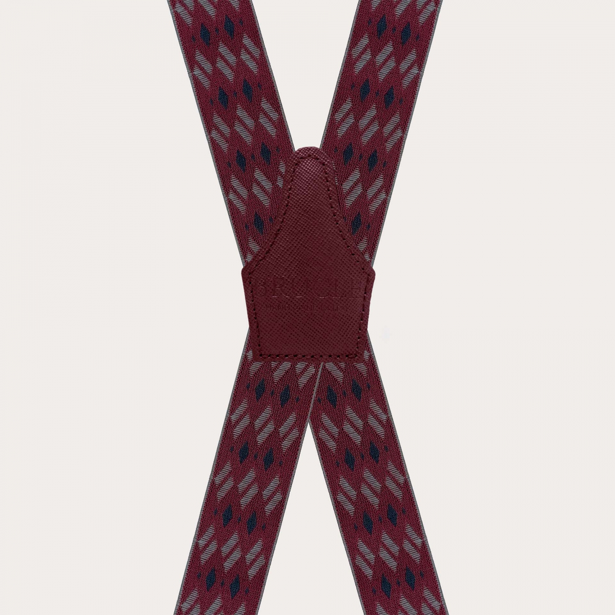 Bretelle elastiche bordeaux a X fantasia rombi