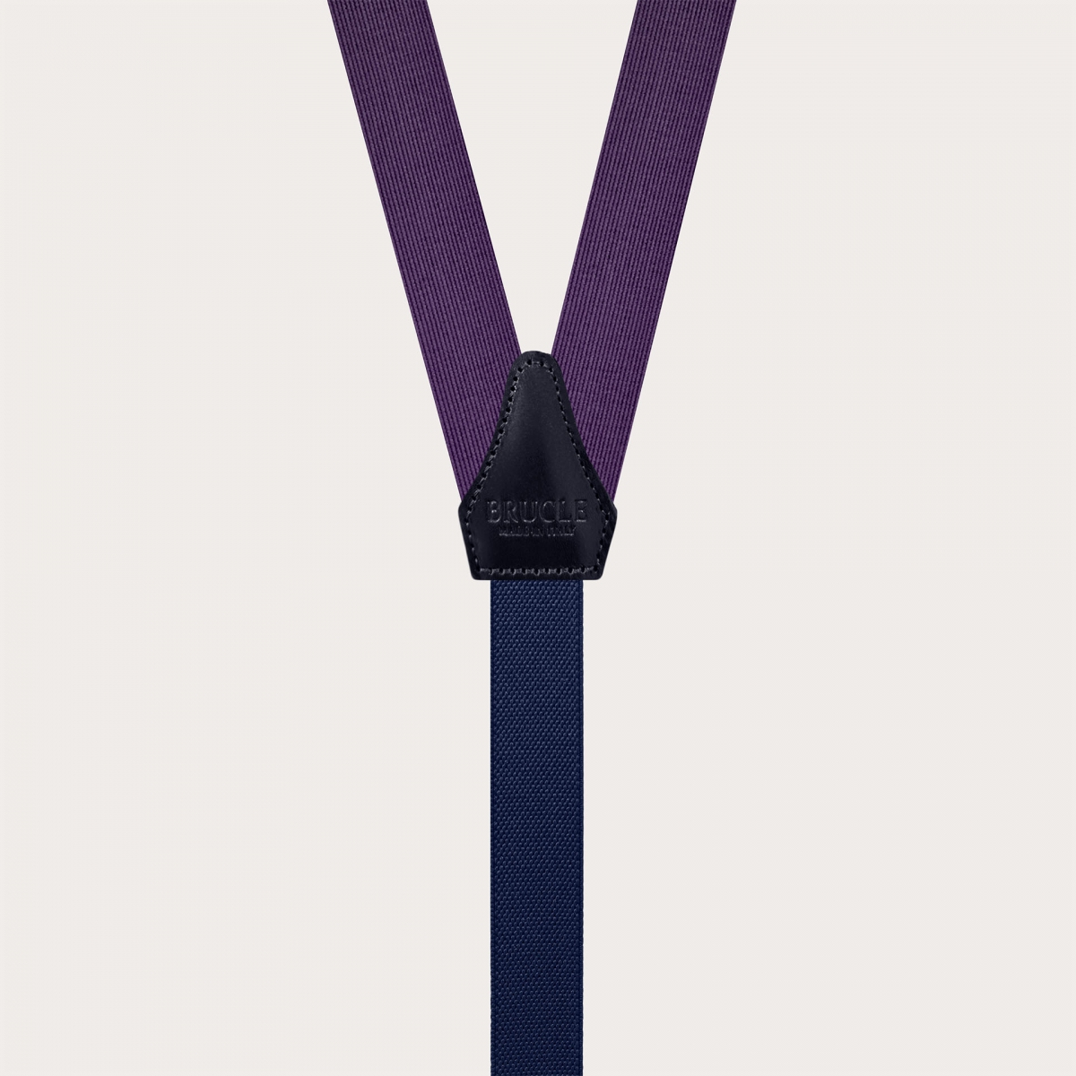Narrow violet suspenders for men in jacquard silk for buttons or clips