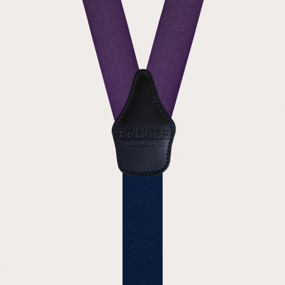 Violet silk suspenders with buttonholes for buttons