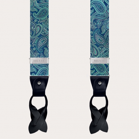 Elegant green paisley silk suspenders