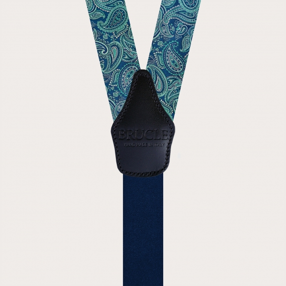 Elegant green paisley silk suspenders