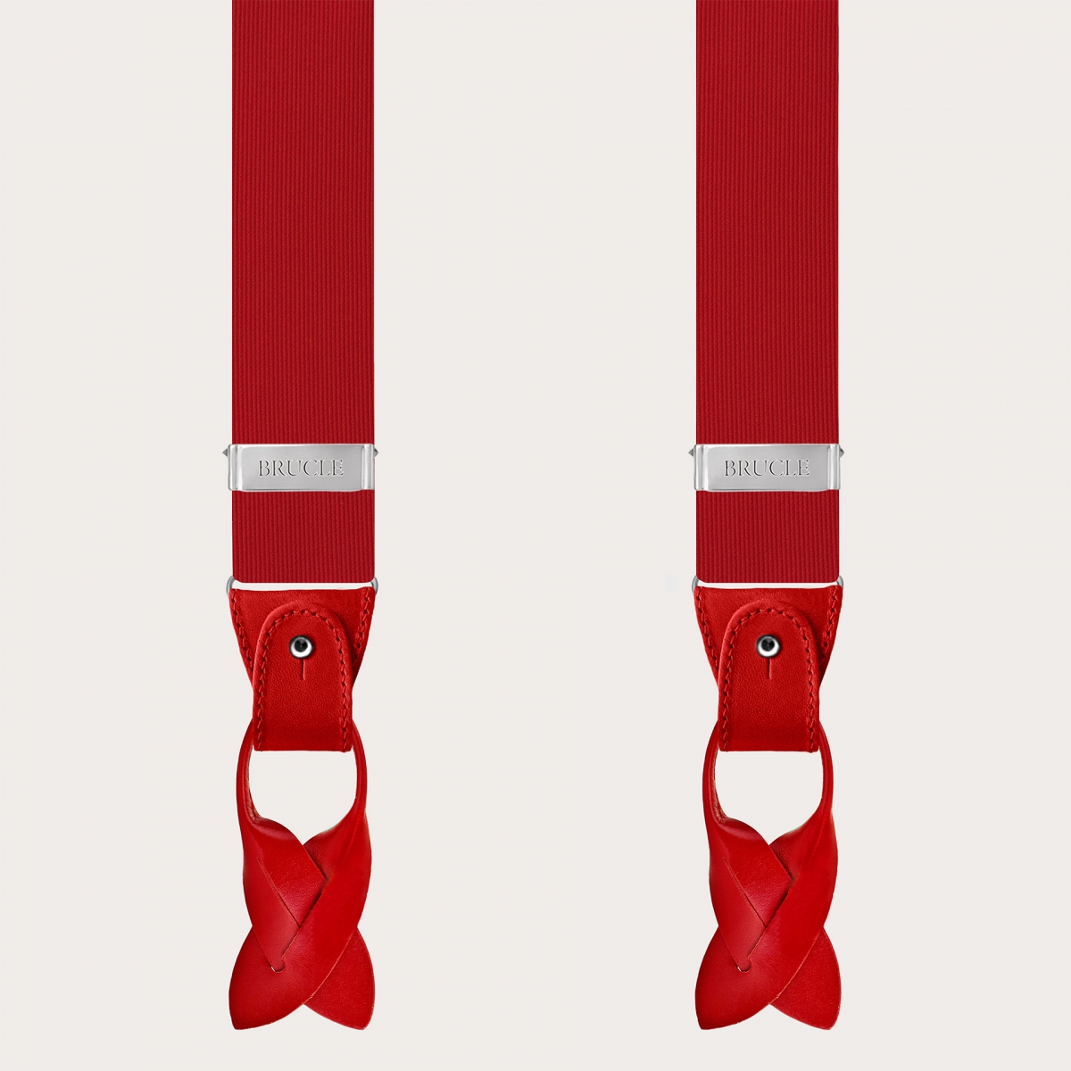 Formal Y-shape pure silk suspenders, red