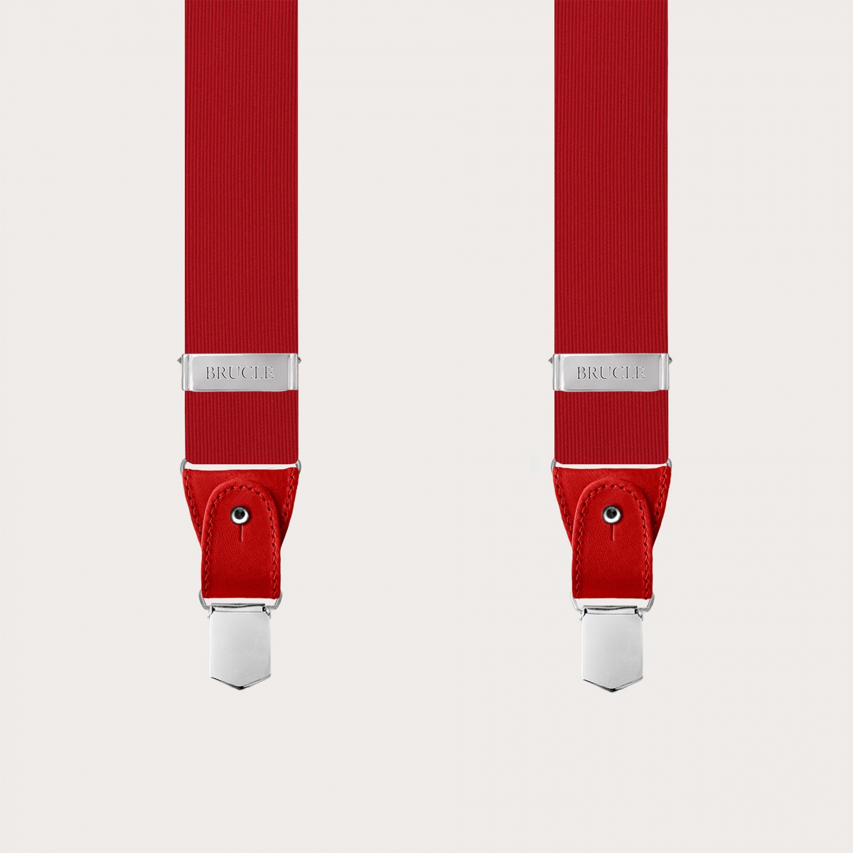 Formal Y-shape pure silk suspenders, red