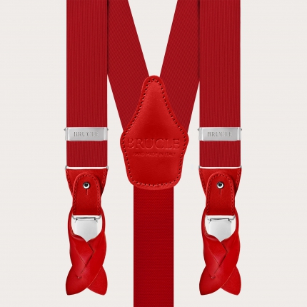 Formal Y-shape pure silk suspenders, red