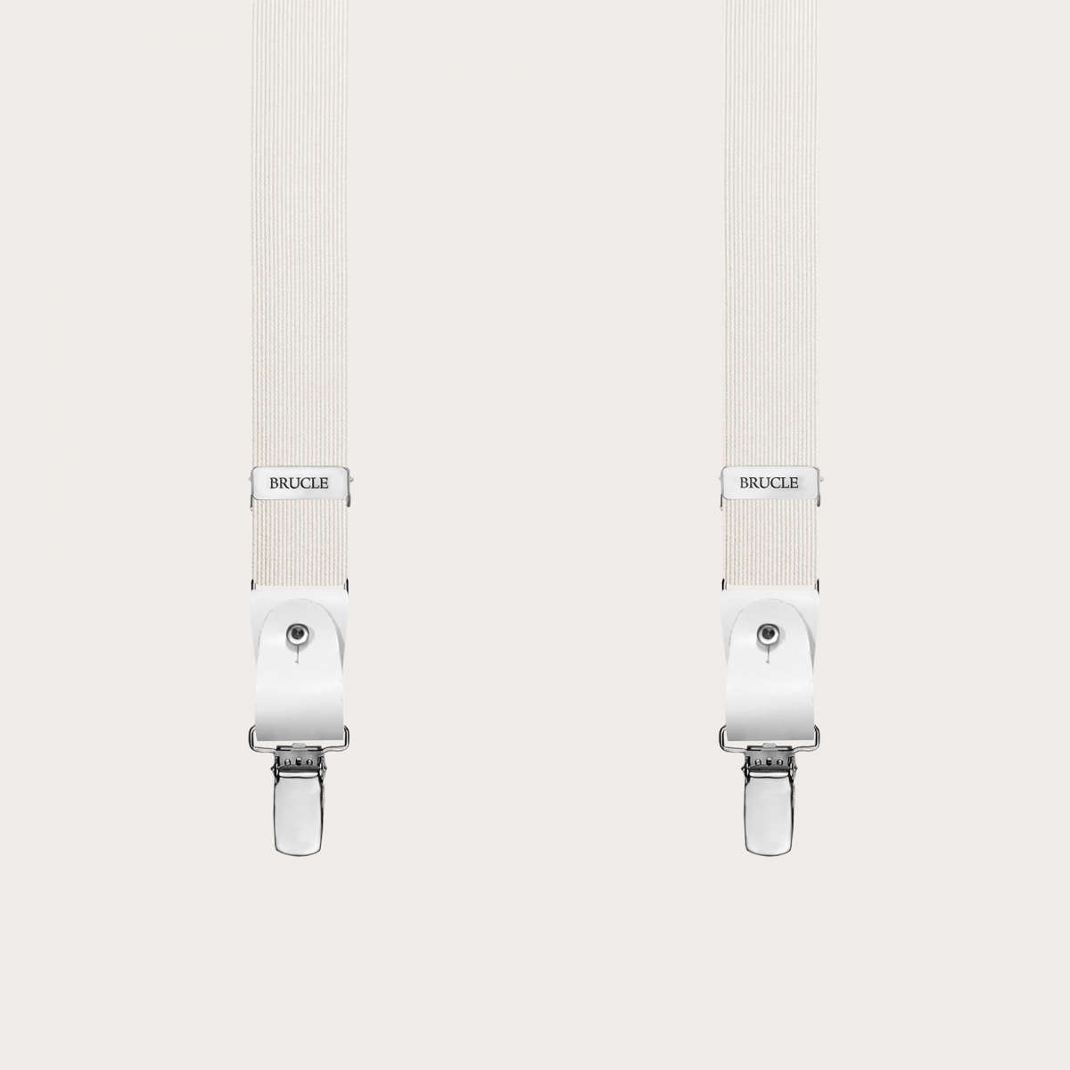 Narrow white silk suspenders