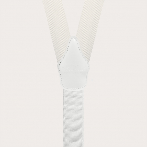 White suspenders in jacquard silk