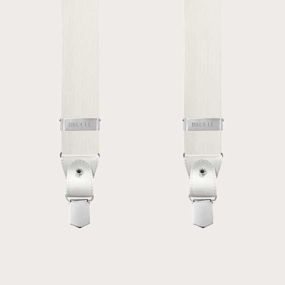 White suspenders in jacquard silk