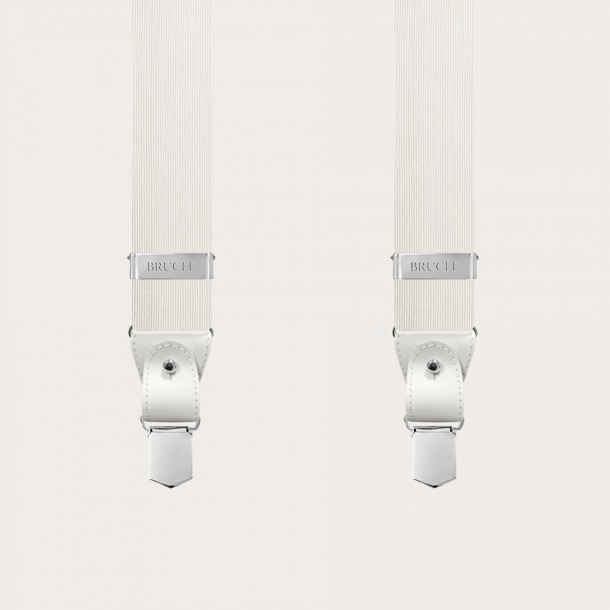 White suspenders in jacquard silk