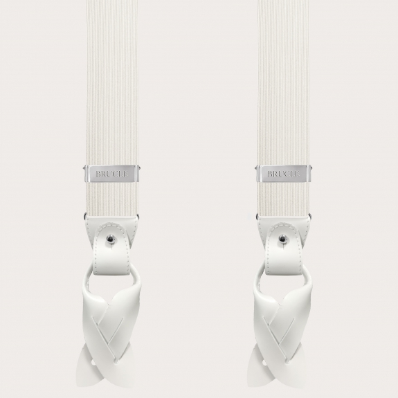 White suspenders in jacquard silk