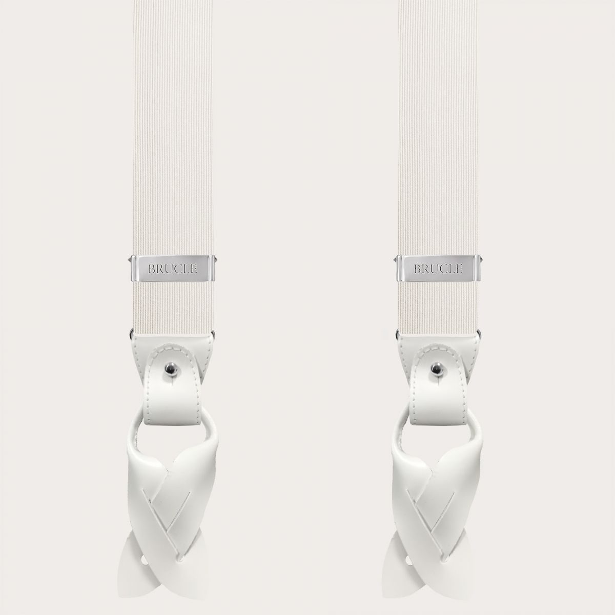 White suspenders in jacquard silk