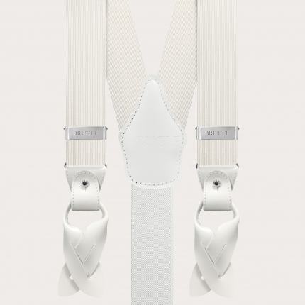 White suspenders in jacquard silk