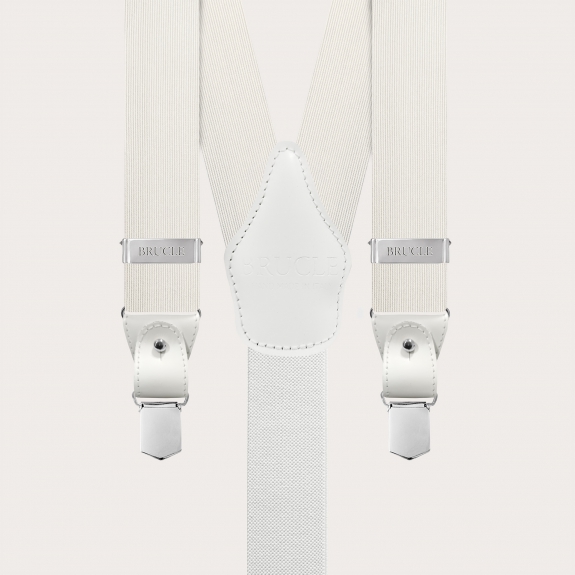 White suspenders in jacquard silk