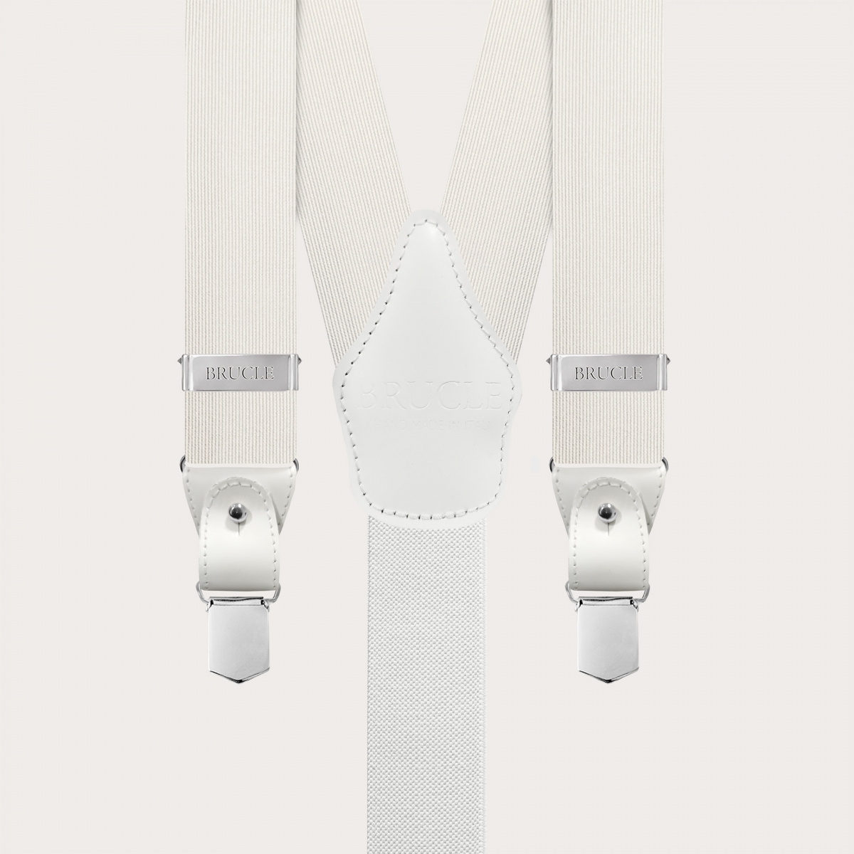 White suspenders in jacquard silk