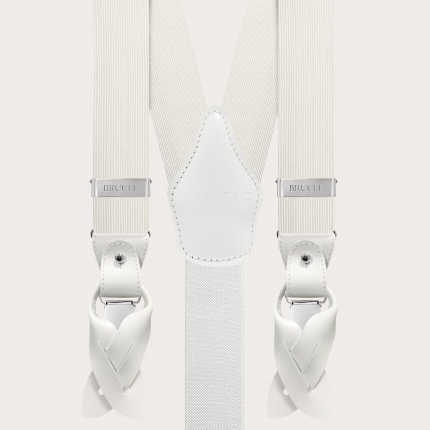 White suspenders in jacquard silk