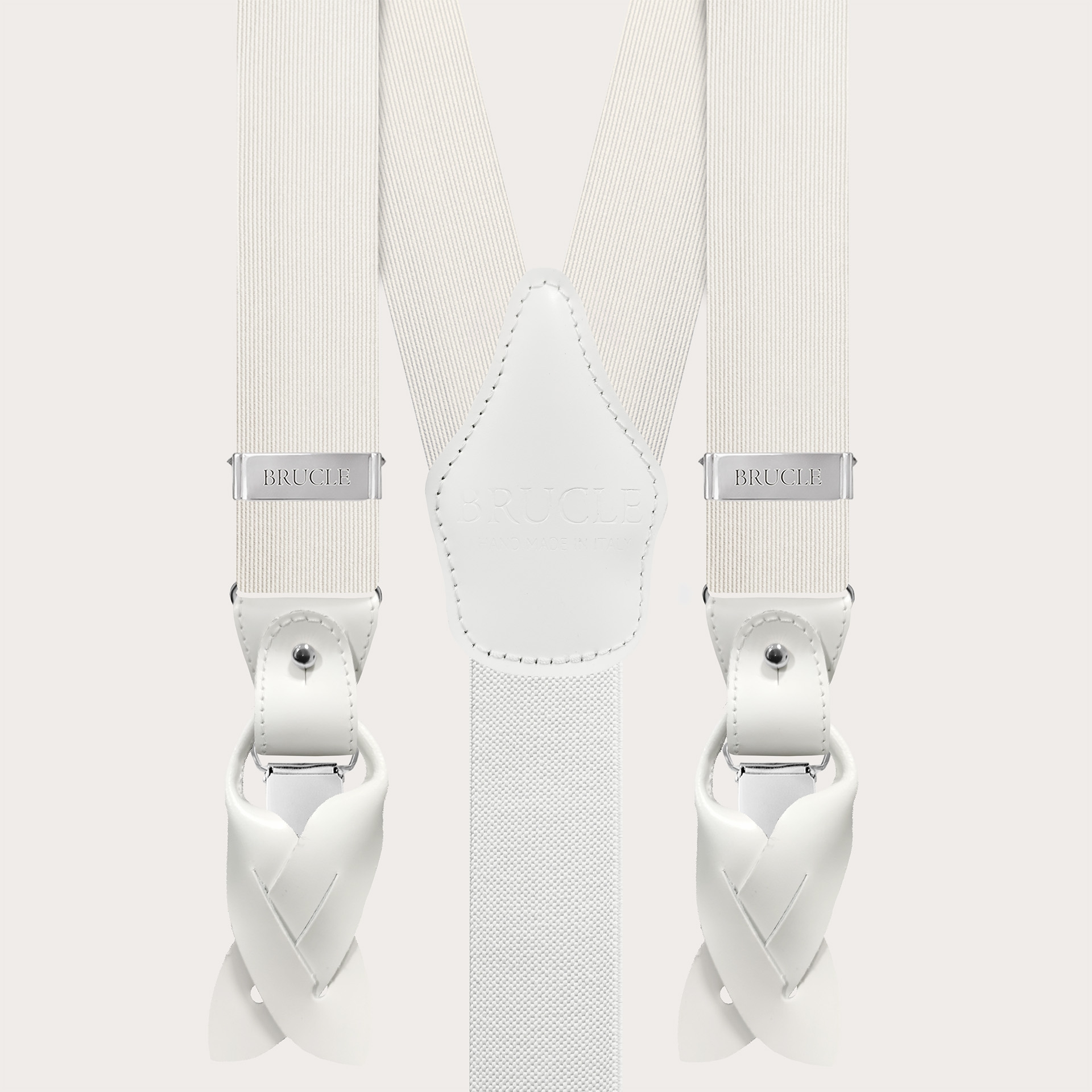 White suspenders in jacquard silk