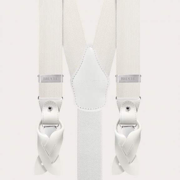 White suspenders in jacquard silk