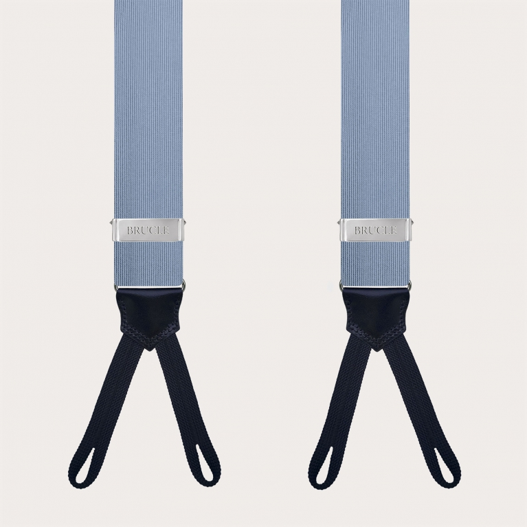 Silk Y-shape suspenders with braid runners, blue sky